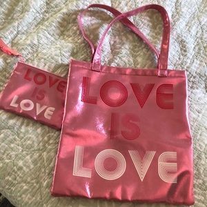 Pink love is love tote with matching makeup pouch